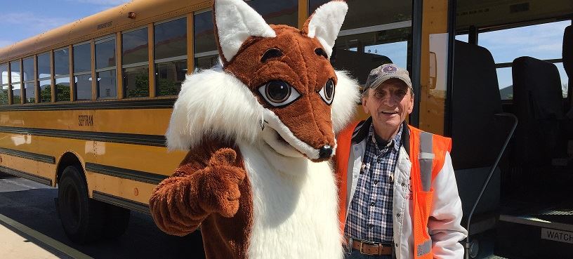 fox with bus driver